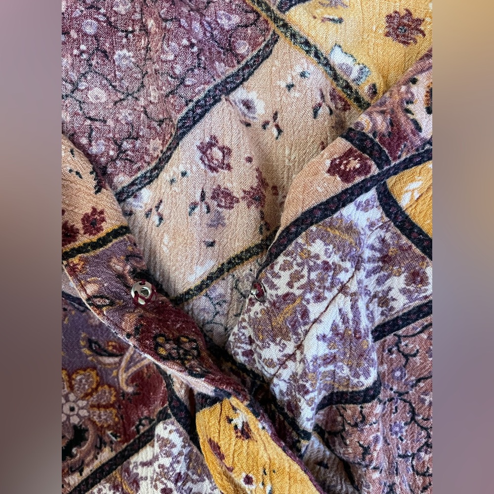 American Eagle Patchwork Peasant Top M - image 3